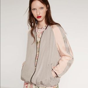 Zara two tone bomber souvenir jacket
